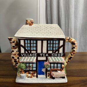 Vintage village tea shop novelty teapot by Annie Rowe